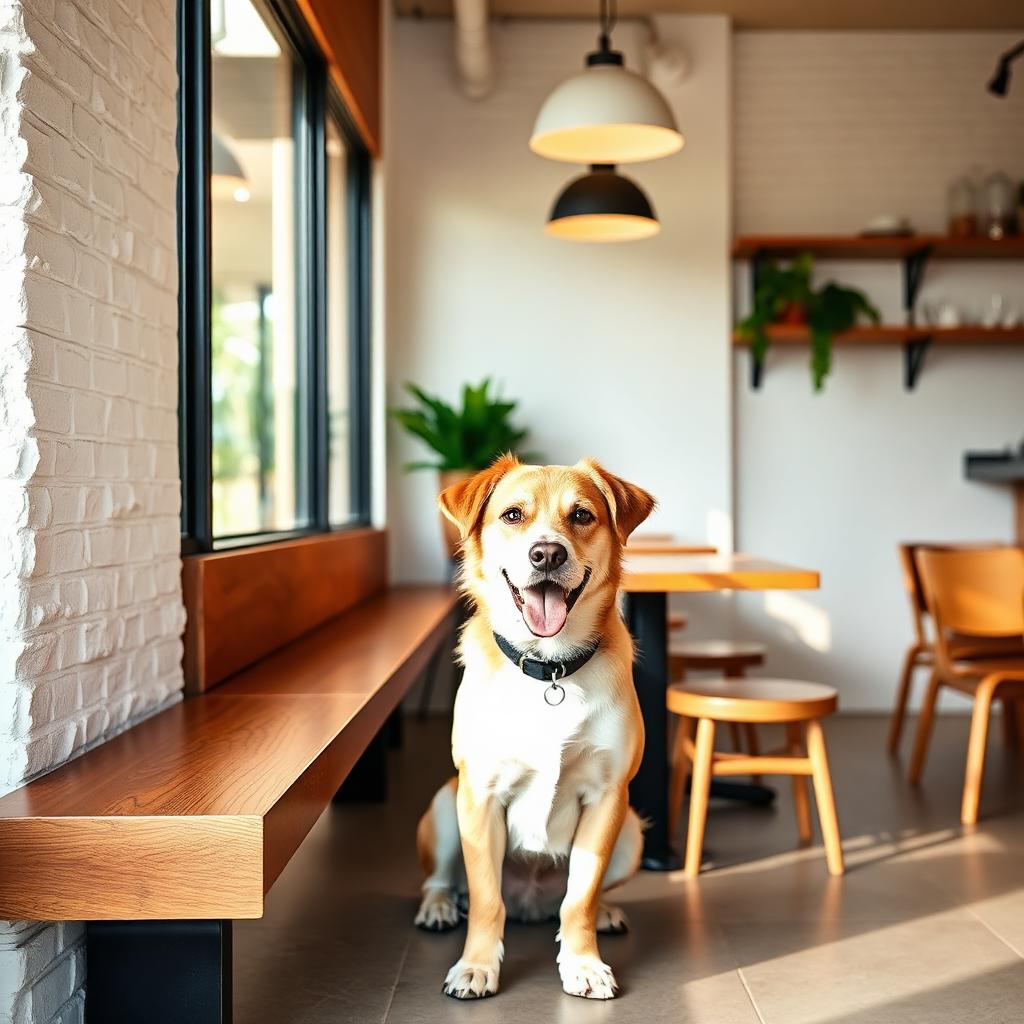 Perro en el local de Raíces, espacio pet friendly
